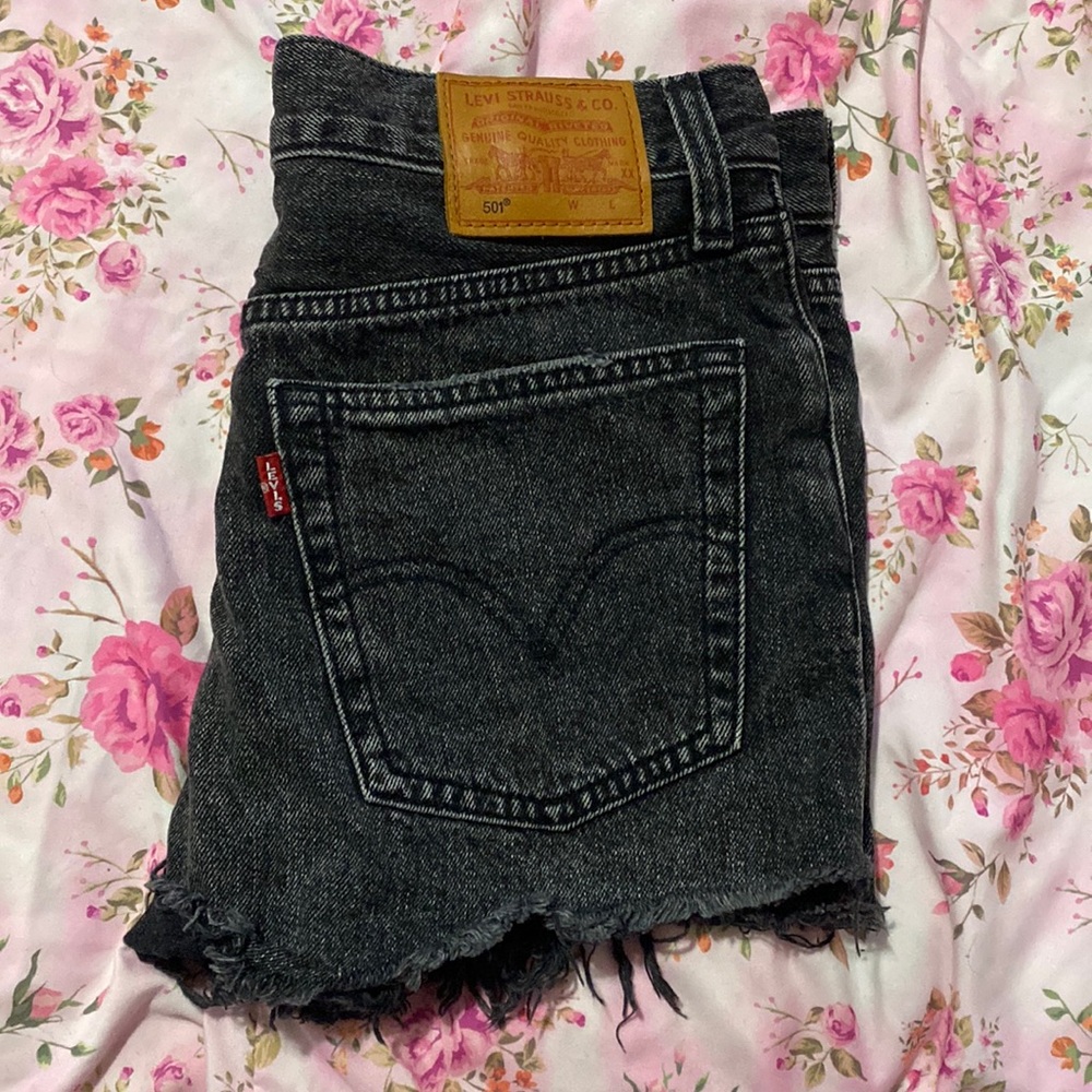 Levi’s 501 black grey denim jean shorts